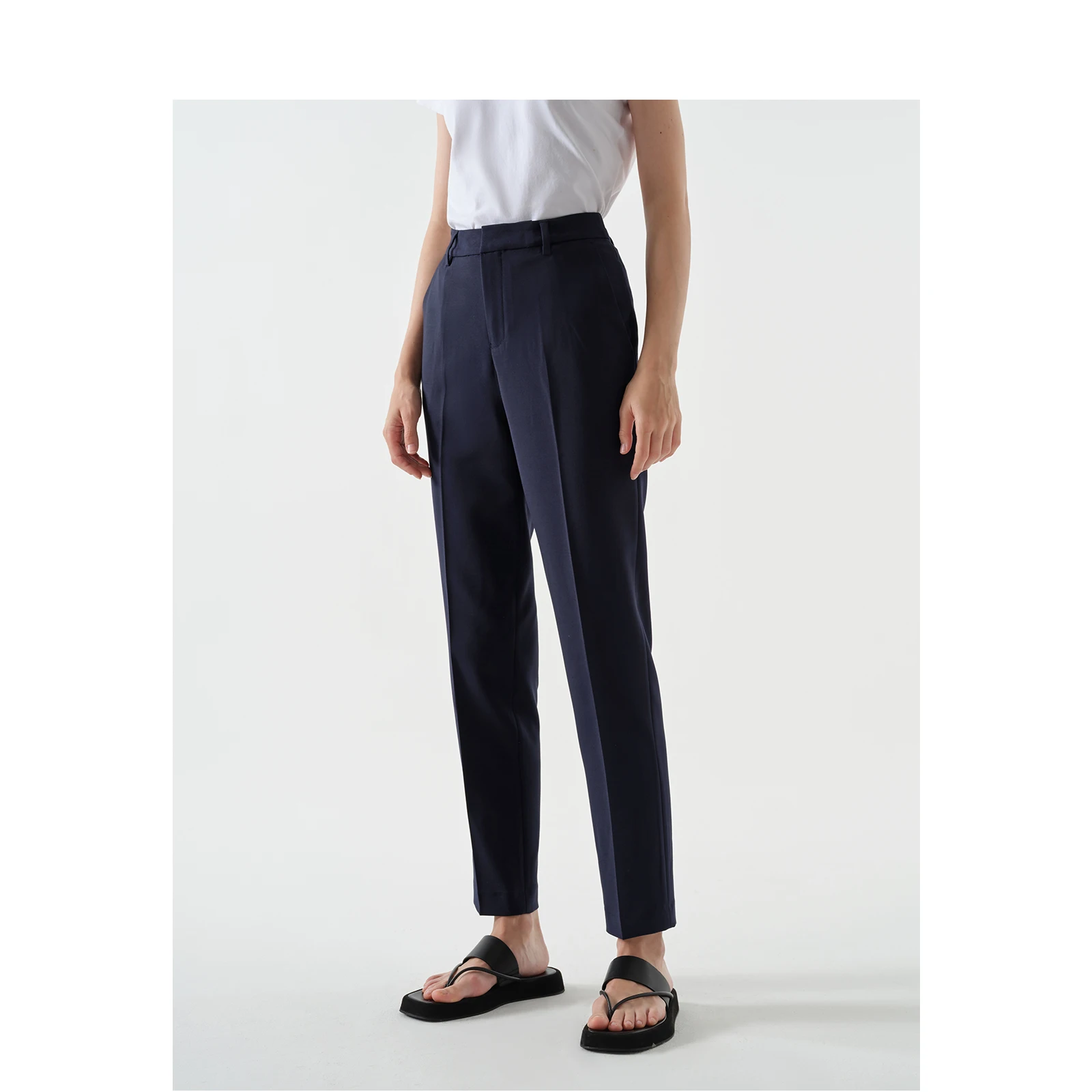 LeLenth Calça feminina cáqui, cintura alta, emagrecimento, drapeado, perna reta, casual, poliéster, ol faion, verão 2025