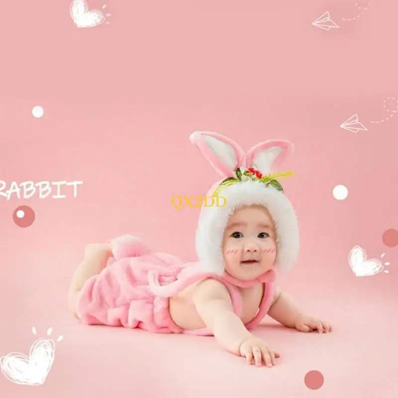 

QX2D Newborn Photography Costume Suit Romper Back Belt Pants Suit