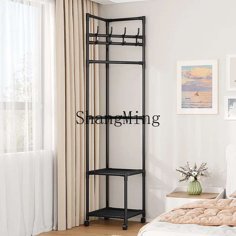 

FG simple coat rack entry door drying rack floor folding bedroom clothes drying rod dormitory thickened clothes hanging rack
