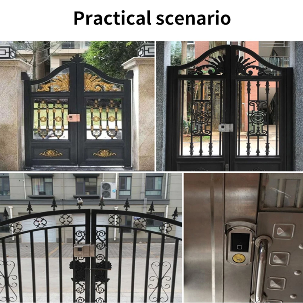 Outdoor Waterproof Smart Rim Lock Electric Fingerprint Digital Villa Heavy Iron Gate Lock