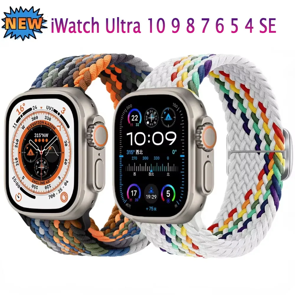 

Nylon Strap for Apple Watch Ultra 49mm Fashion Exquisite Adjustable Wristband iWatch 10 9 8 7 6 5 4 SE 46/45/44/42/41/40mm Band