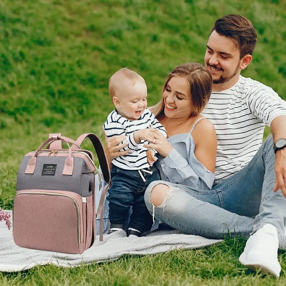 

Folding Mommy Bag Lightweight Portable Folding Crib Bed Large-capacity Baby Backpack Female Mommy Outting Bag Nappy Bags