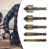 5PCS M35 Cobalt Countersink Drill Bit Set 82 Degree 5 Flute Hex Shank Chamfering Drill Woodworking Tool HSS Countersunk Drill