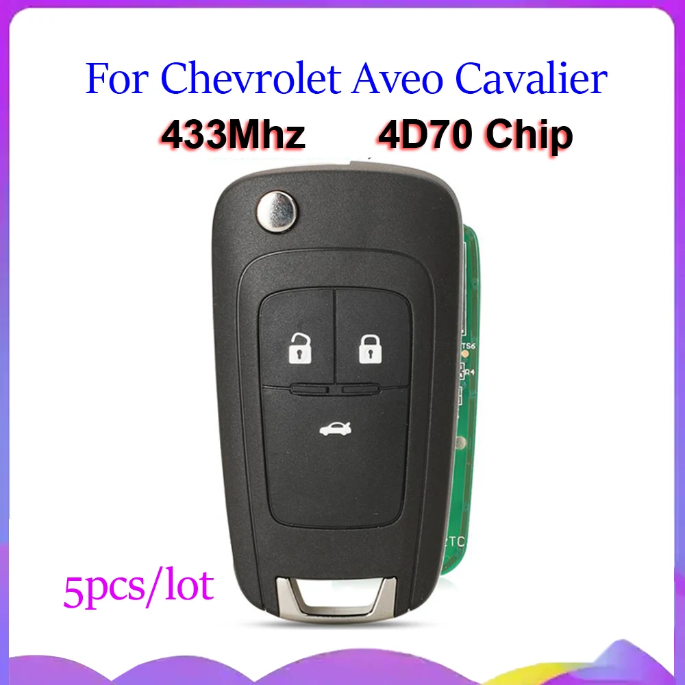jingyuqin New 5pcs Remote Car Key 433MHz ID70 For Chevrolet Aveo Cavalier 2019 2020 2ALBS1SG24 Auto Replacement Full Control