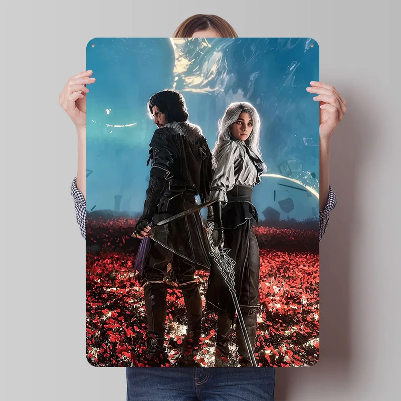 شخصيات خيالية في منظر طبيعي يشبه الحلم ملصق معدني علامات القصدير جدار الفن عصا ديكو علامة معدنية مخصصة لغرفة الديكور المنزل