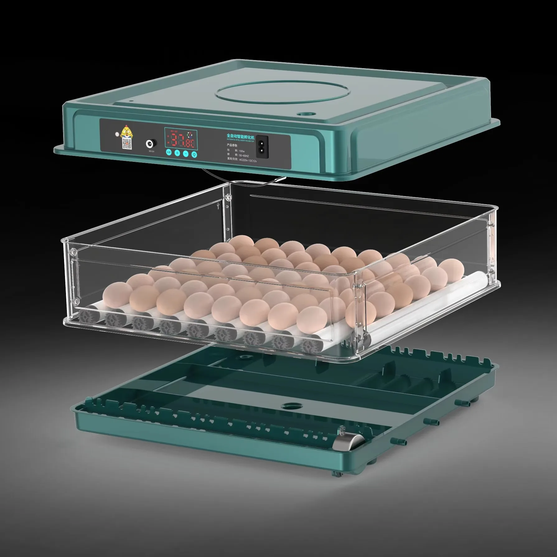 130 Egg Capacity Dual Power Supply Automatic Egg Incubator Egg Hatcher