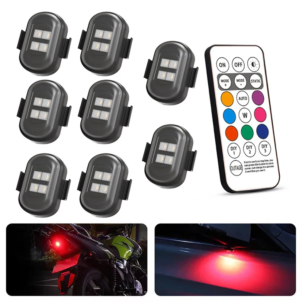 RGB Led Car Strobe Lights Motorcycle LED Flash Position Wireless Light Aircraft Airplane Helicopter Warning Lights Accessories