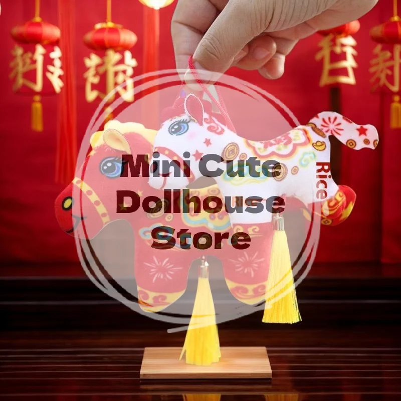 かわいいリアルな動物年馬マスコットぬいぐるみペンダントバックパック吊り下げ飾り