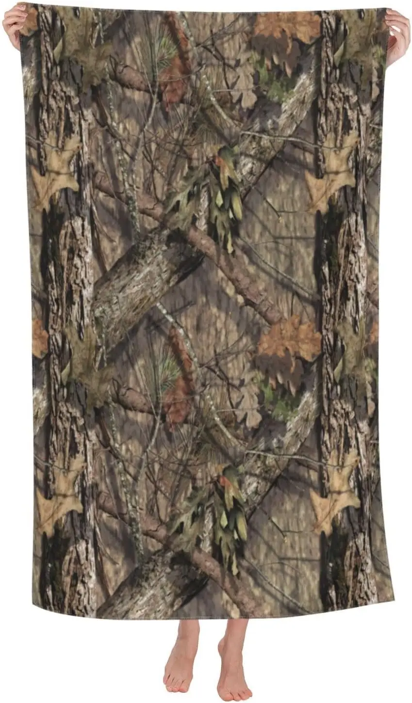 Camo Camouflage Forest Hunting Beach Towel Large Soft Absorbent Microfiber Quick Dry Oversized Bath Towels for Bathroom Women