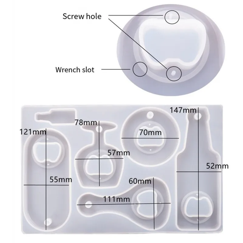 ABMH-Resin For Bottle Opener Molds, Silicone For Beer Opener Molds, For Bottle Opener Keychain& Wine Corkscrew Spanner Kit