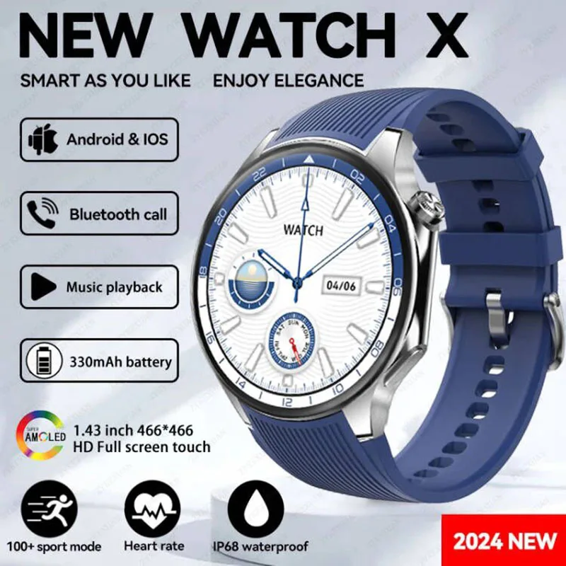 2024 New For HUAWEI OPPO Watch X High-End Business Watch Music Playback Smartwatch Men Sports Fitness Waterproof Bracelet