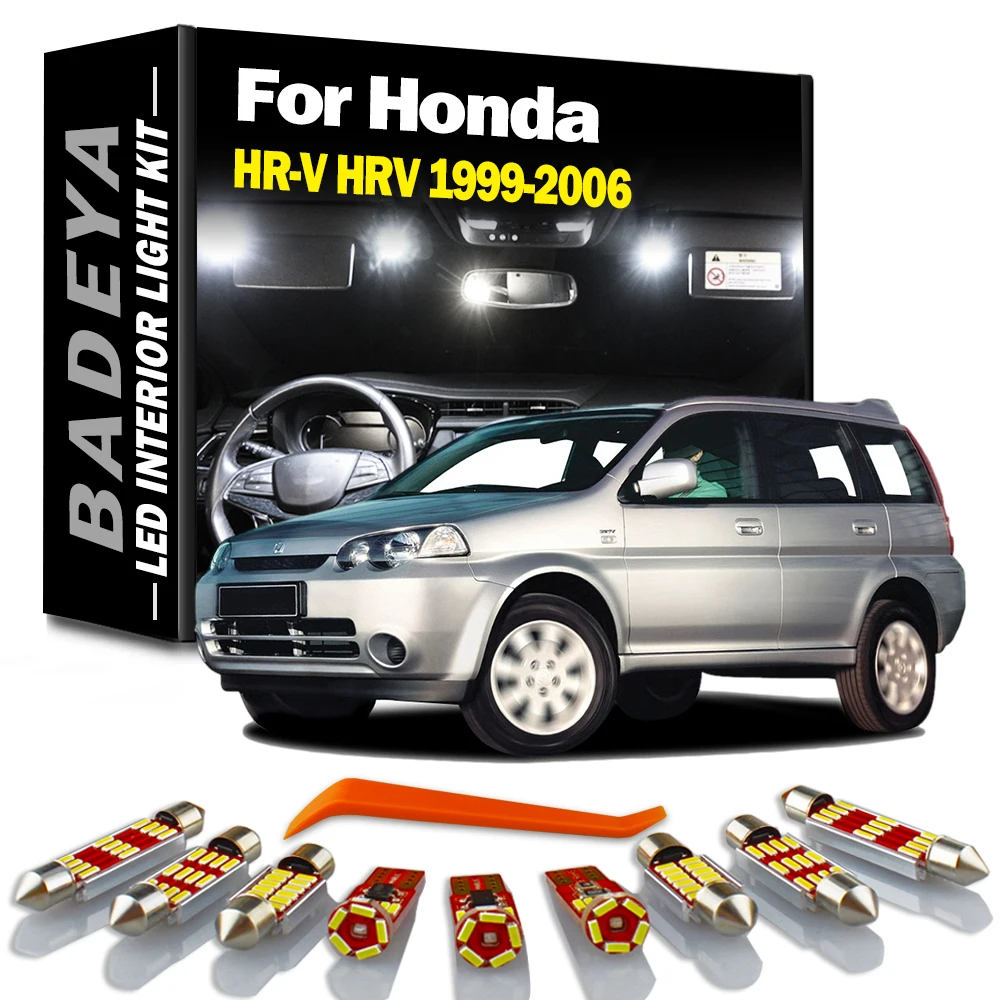 

BADEYA 10Pcs LED Interior Map Dome Light Kit For Honda HR-V HRV 1999 2000 2001 2002 2003 2004 2005 2006 Canbus Car Accessories