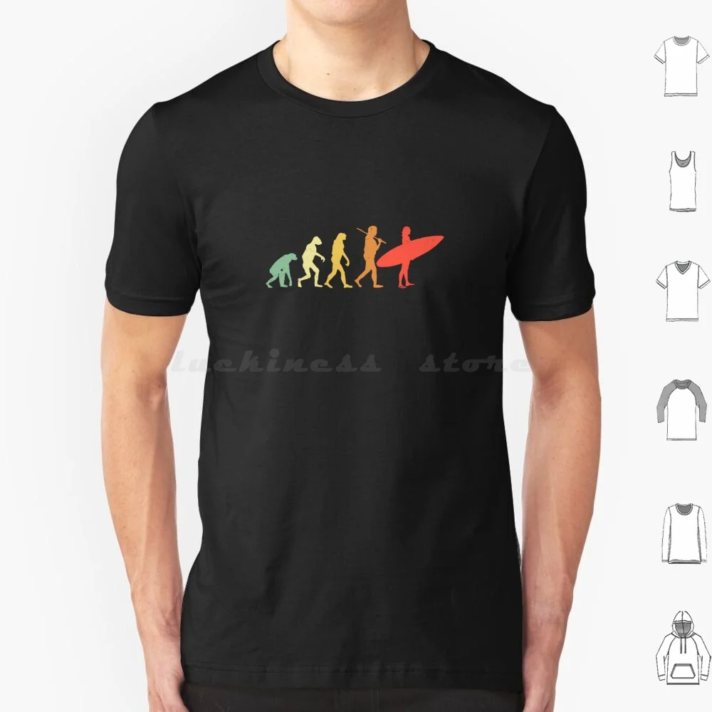 T-shirt Surfing Evolution Of Surfer, grande taille, 100% coton, Evolution Of Surfer Surfing Evolution Surfer Surf