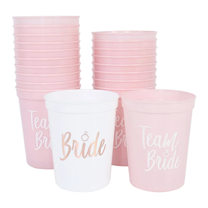 

Team Bride Cup Bridal Shower White Pink Plastic Cups Team Bride Drinking Cups Wedding Bachelorette Hen Party Decoration Supplies