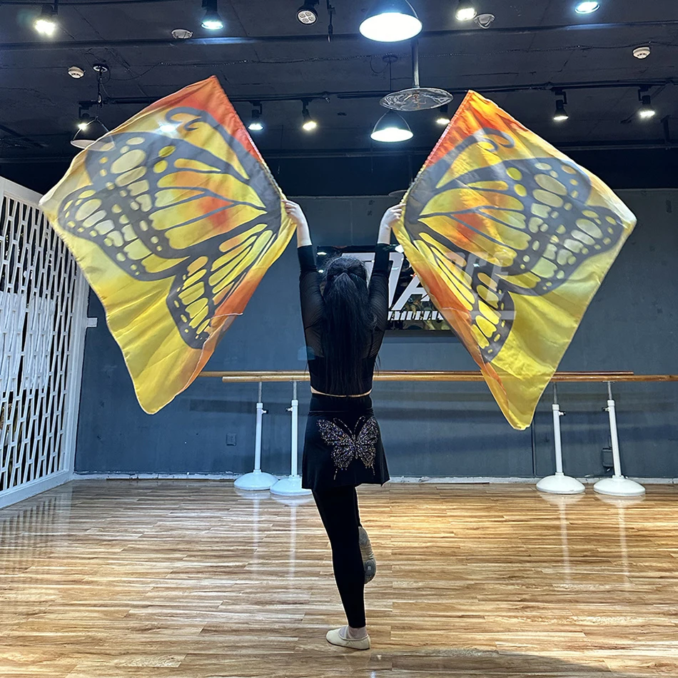 Аксессуары для танца живота, флаги для похвалов, флаг-бабочка, одна пара для взрослых женщин, палочки для личной практики выступления на сцене