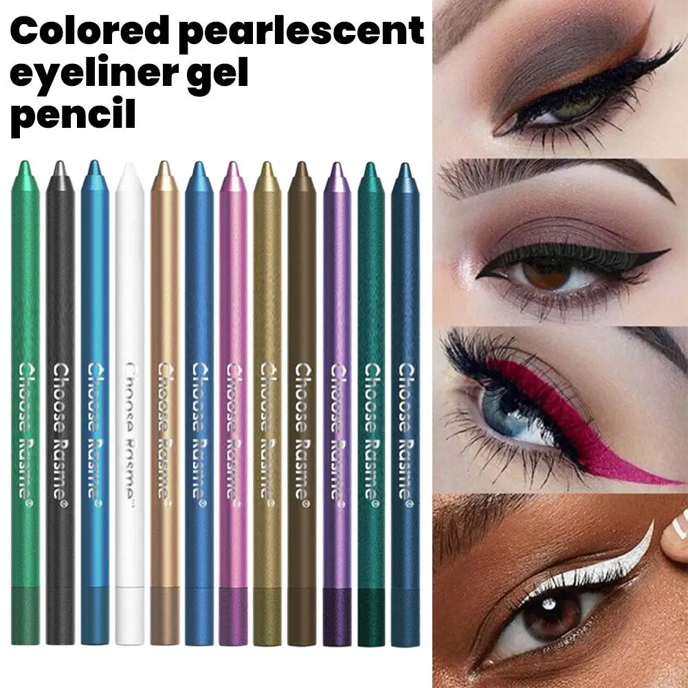 Korean 12 Colors Rainbow Eye Liner Pen Set with Shimmering Effects Waterproof Easy to Color Highlighter Pen Eye Makeup Cosmetics