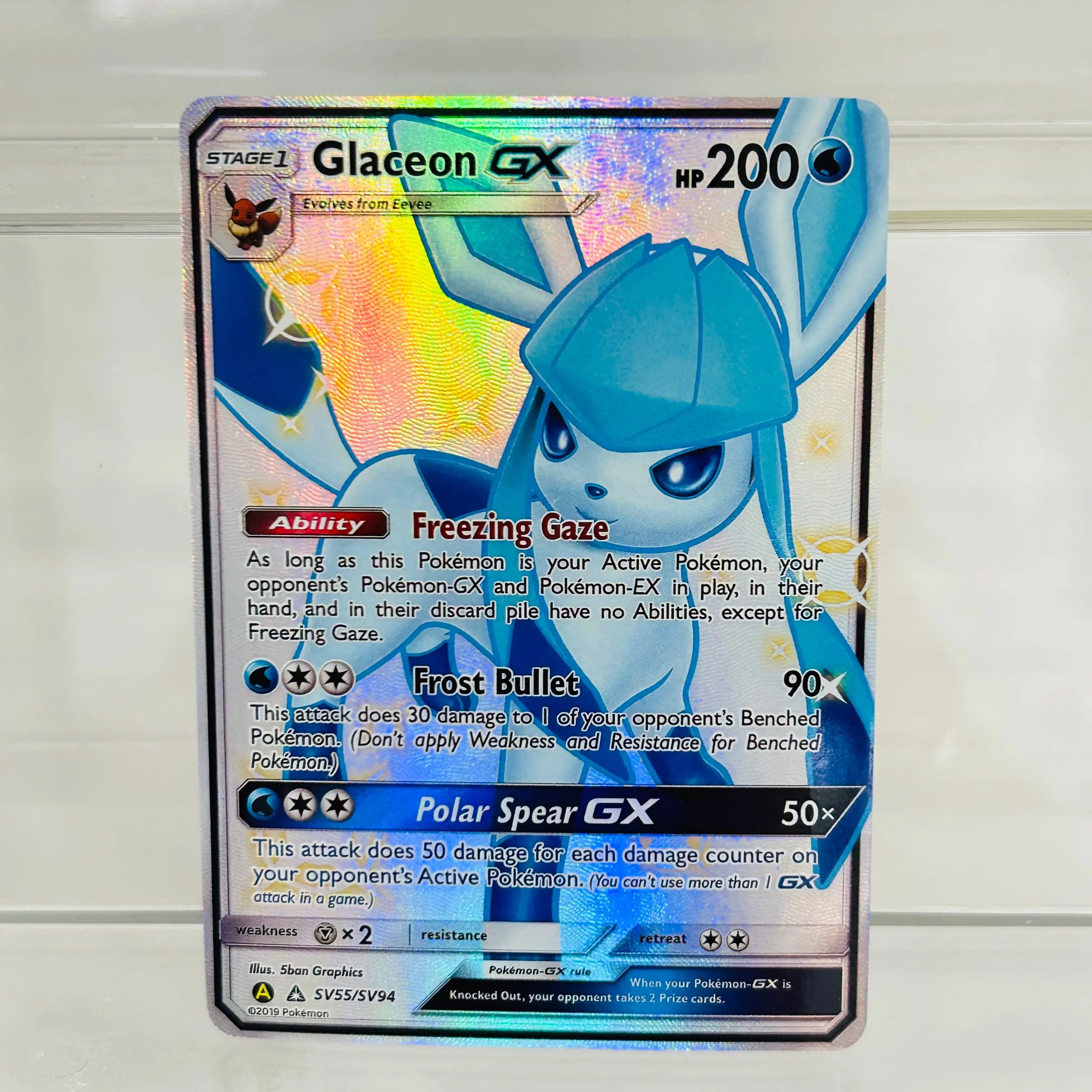  Glaceon GX SV55/SV94 English Card with Holographic Texture, Perfect Condition DIY Premium Anime Collection Card