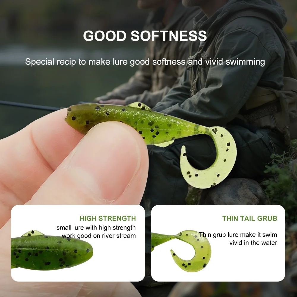 KESFISHING small grub lure sexy shad 45mm 20pcs slicone bait for perch pike fishing bait