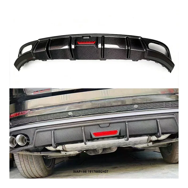

New 2021-2022 forAudi Q8 SQ8 Carbon Fiber Rear Lip Diffuser with Exhaust Cut-Outs Bolt-On Installation & Protection