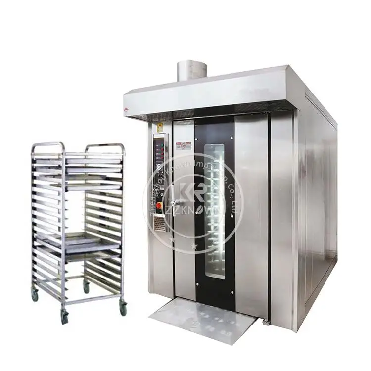 32 Trays Electric Gas Bread Making Rotary Oven with Trolley for Bakery