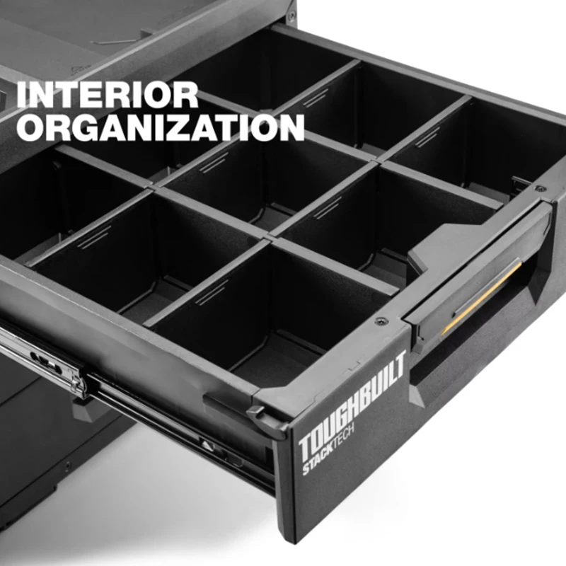 TOUGHBUILT Stackable 3-layer pull-out toolbox, large capacity tool storage box, waterproof and drop resistant TB-B1-D-70-3