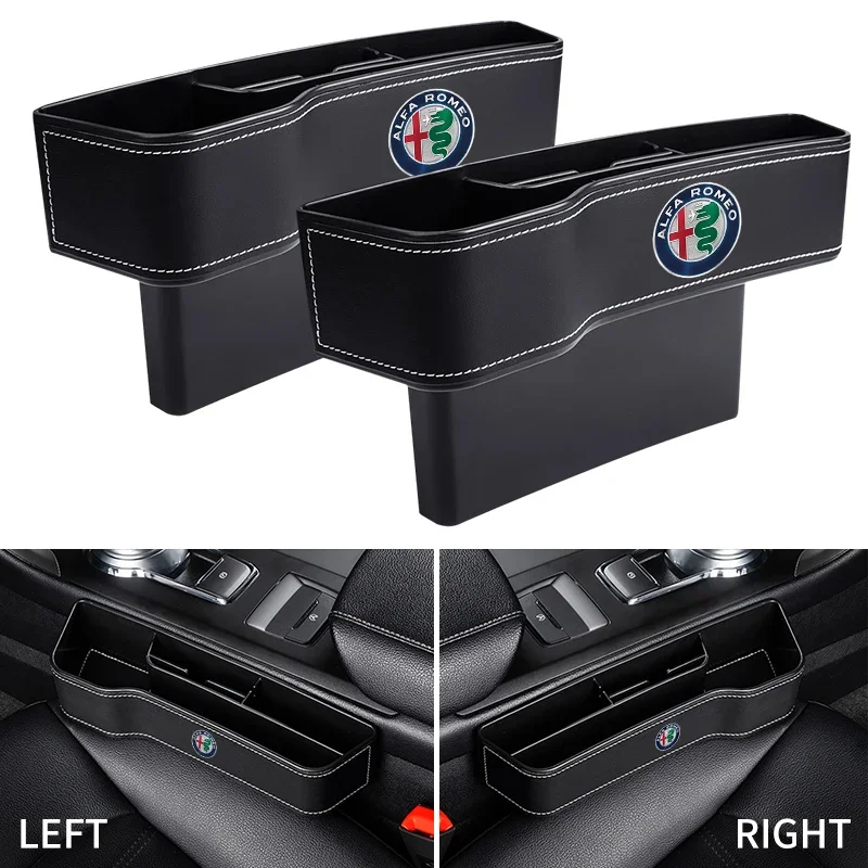 1Pc Leather Car Seat Gap Storage Box Phone Keys Organizer For Alfa Romeo Giulia Stelvio Giulietta 156 159 147 Mito Tonale