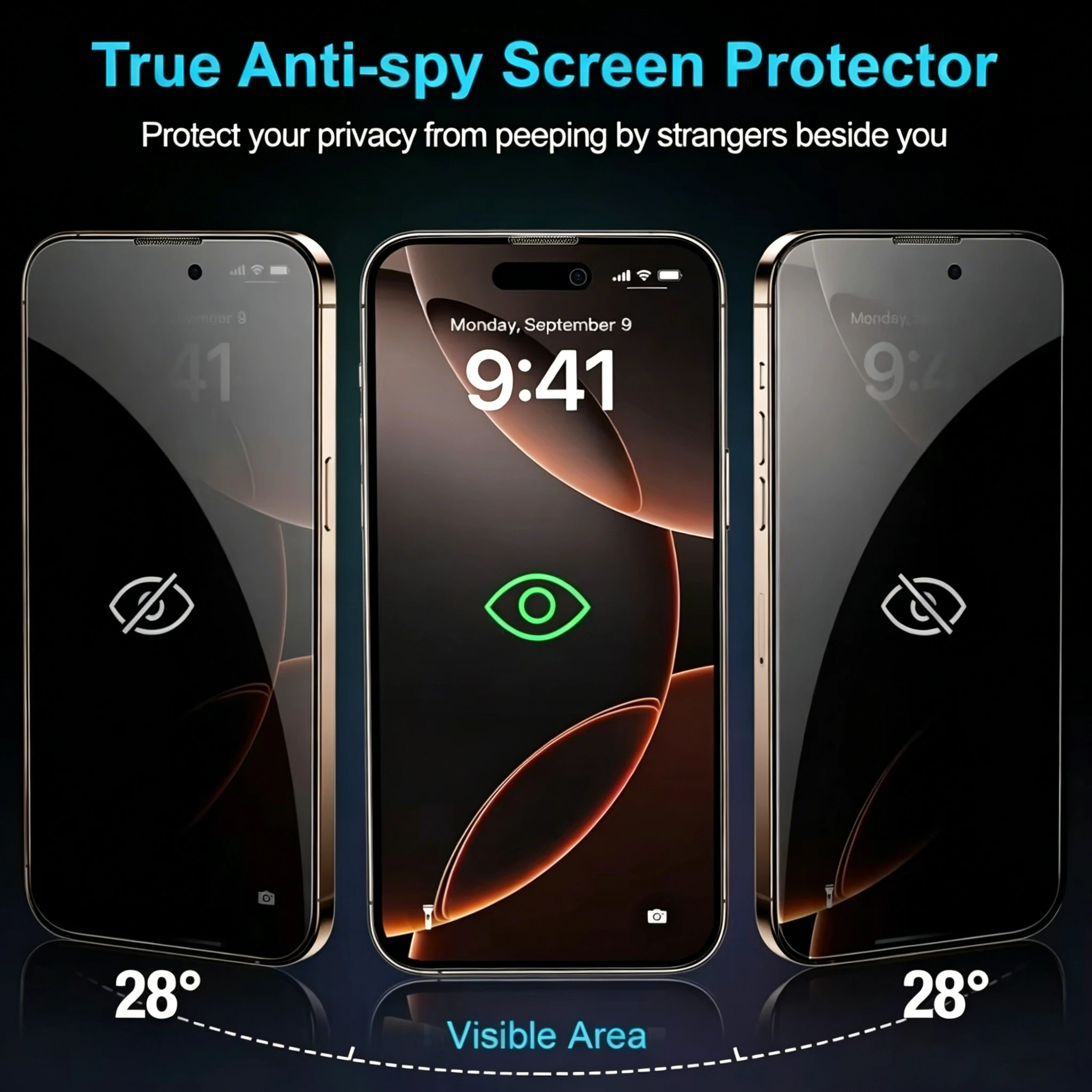 Privacy Tempered Glass Screen Protector for iPhone 16 17Pro 13 14 15 Pro Max 7 8 Plus Air 16e XS XR Anti Spy Privacy Protection