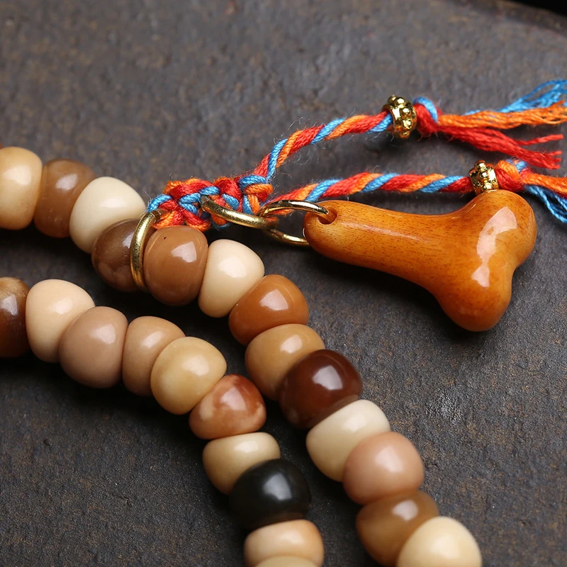 Ridge Bodhi 108 Buddha Beads, Jade-Like Multi-Treasure Agate, Reconstituted Bone, Purple Gold Rat Accessories