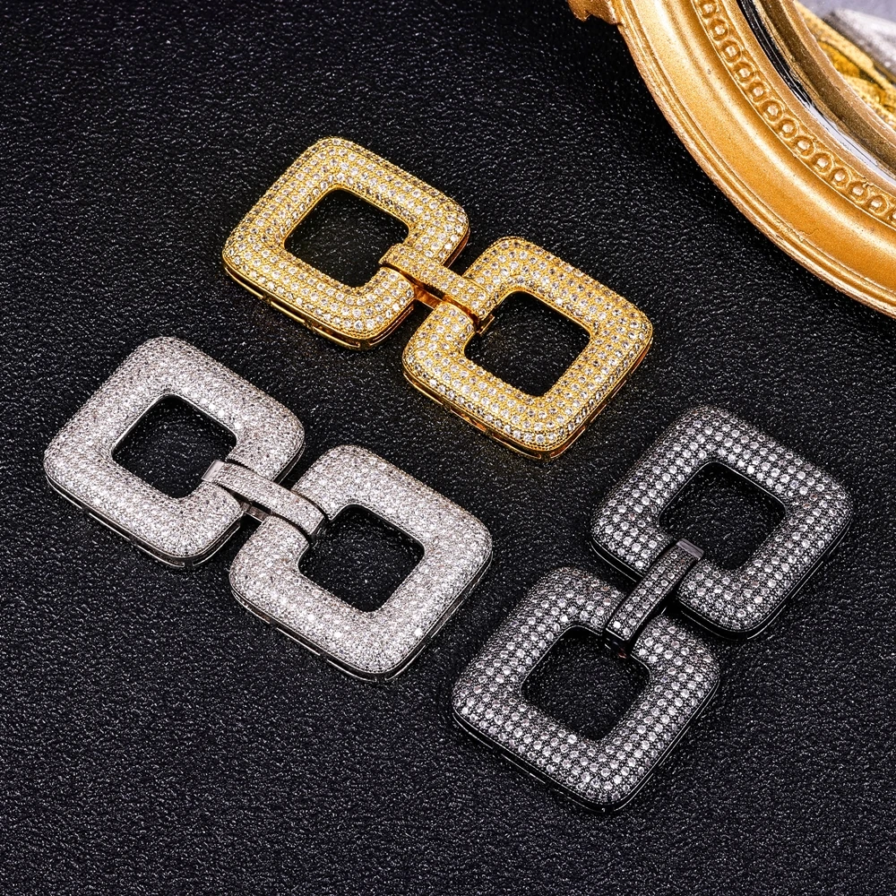 Juya DIY Copper 18K Gold Plated Pendant Connector Fastener Buttob Lock Clasps For Needlework Natural Stone Pearls Jewelry Making
