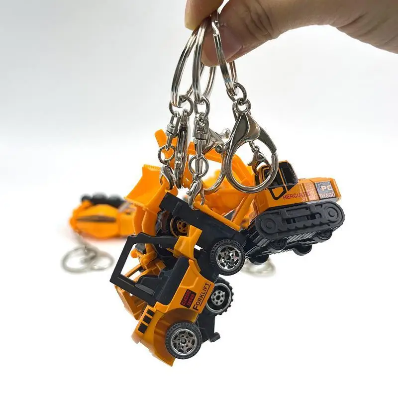 Mini-Bagger Schlüsselanhänger Leichter Schlüsselring-Anhänger Gabelstapler Traktor Baufahrzeug Cartoon-Roller Legierungsmodell Auto-Anhänger – Detail 3