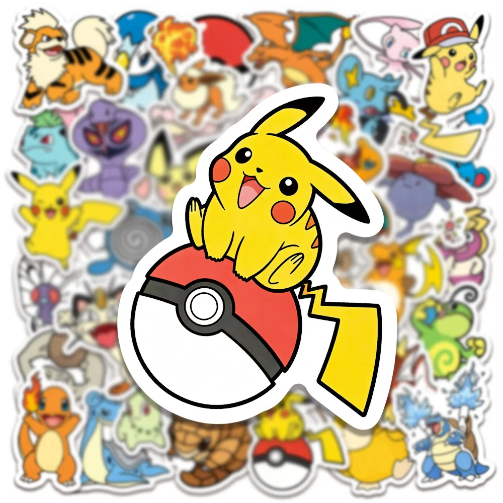 50PCS New Pokémon Anime Sticker Aesthetics Scrapbooking Cup Laptop Suitcase Girls Decals Notebook Graffiti Toy