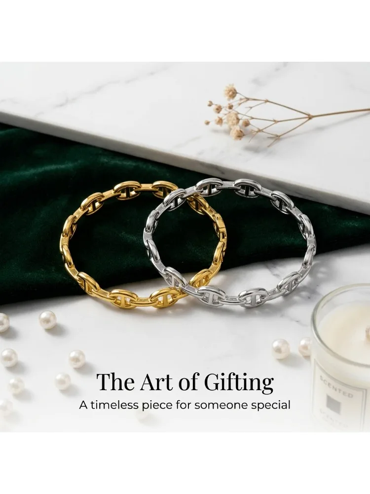 Goldfarbener Snap-on-Armreif, Edelstahl-Schweinenasen-Armband für Damen, Modeschmuck-Geschenk 60mm