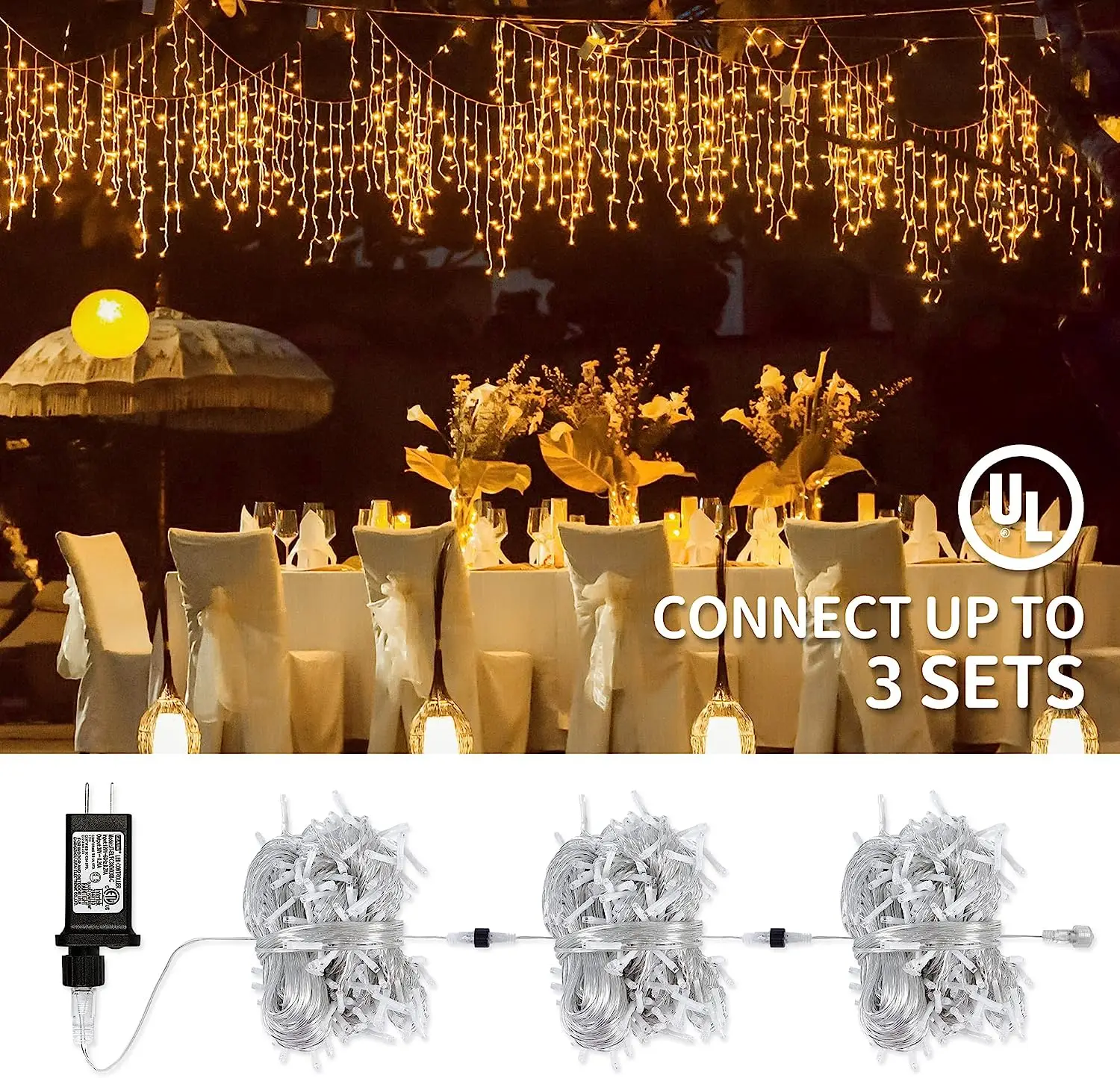 Imagem -05 - Decorações de Natal para Casa Outdoor 24v Segurança Fairy Light Street Garland na Casa Ano Novo 2025 Led Icicle Cortina Luzes para Valentimnatalcasamentocasadecoração de Festa