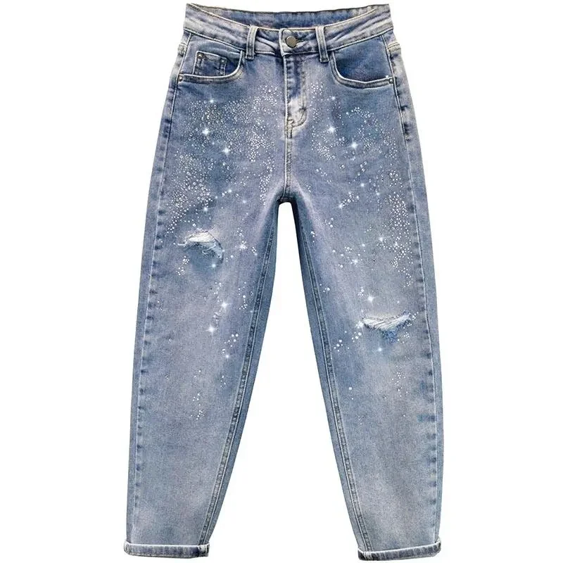 

Spring Summer 2024 New Nine-Point Women Jeans Are Slim And Versatile Stitching Temperament Loose Straight Pants