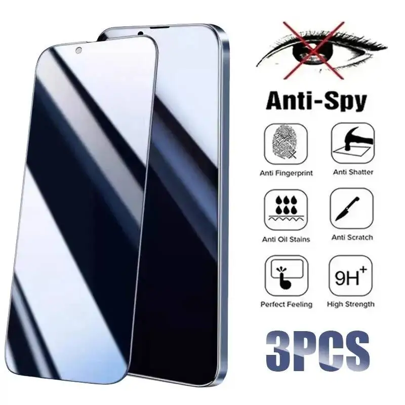 

3PCS Anti-Spy Glass 16 14 15 Plus Privacy Screen Protector For Iphone 11 12 Pro X Xr Xs Max 13 Mini