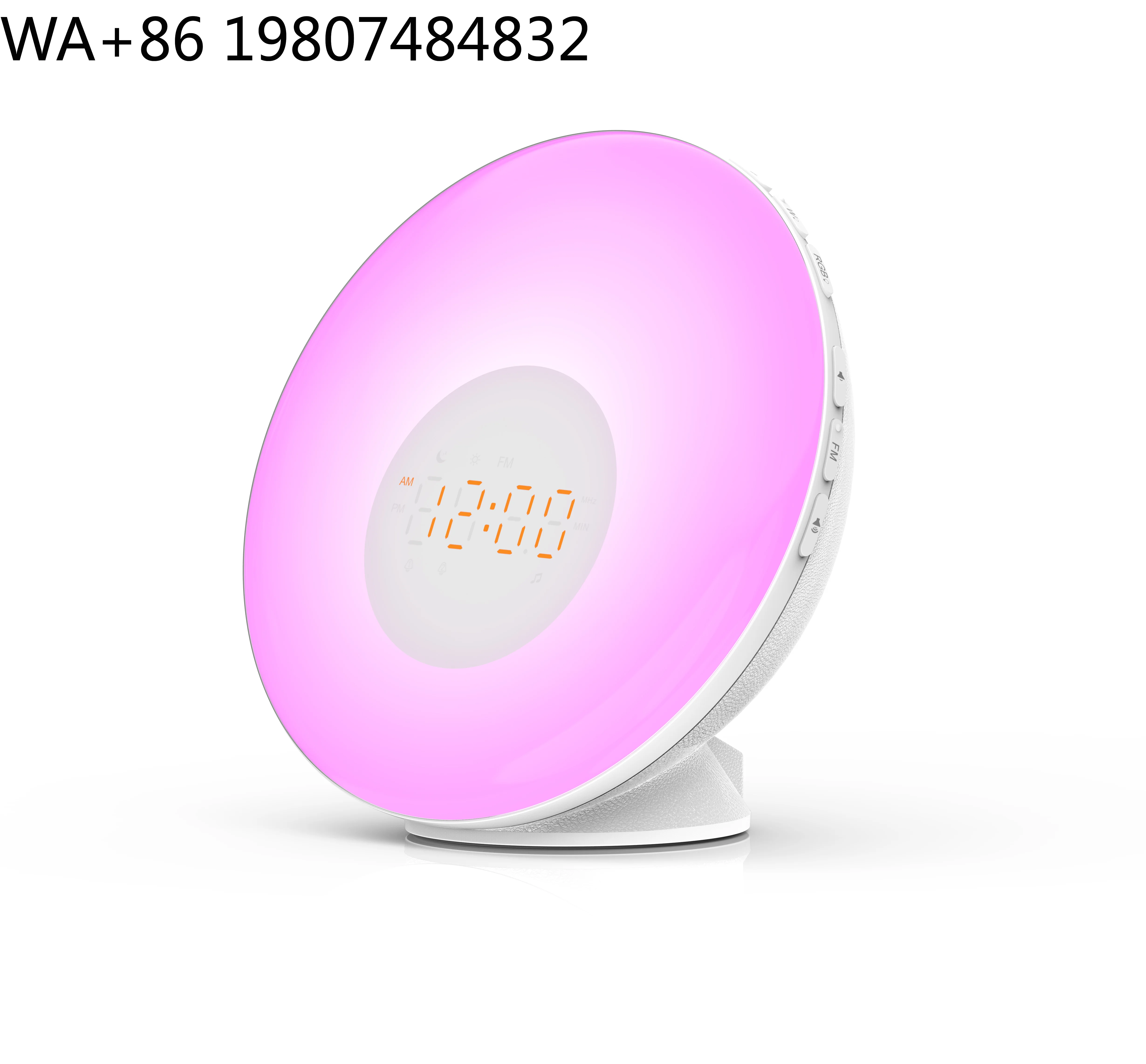 Digital Natural Sound Sunrise Simulation Wake Lamp Color Changing Ambient Light Snooze Function Multi Alarm Sleep Aid