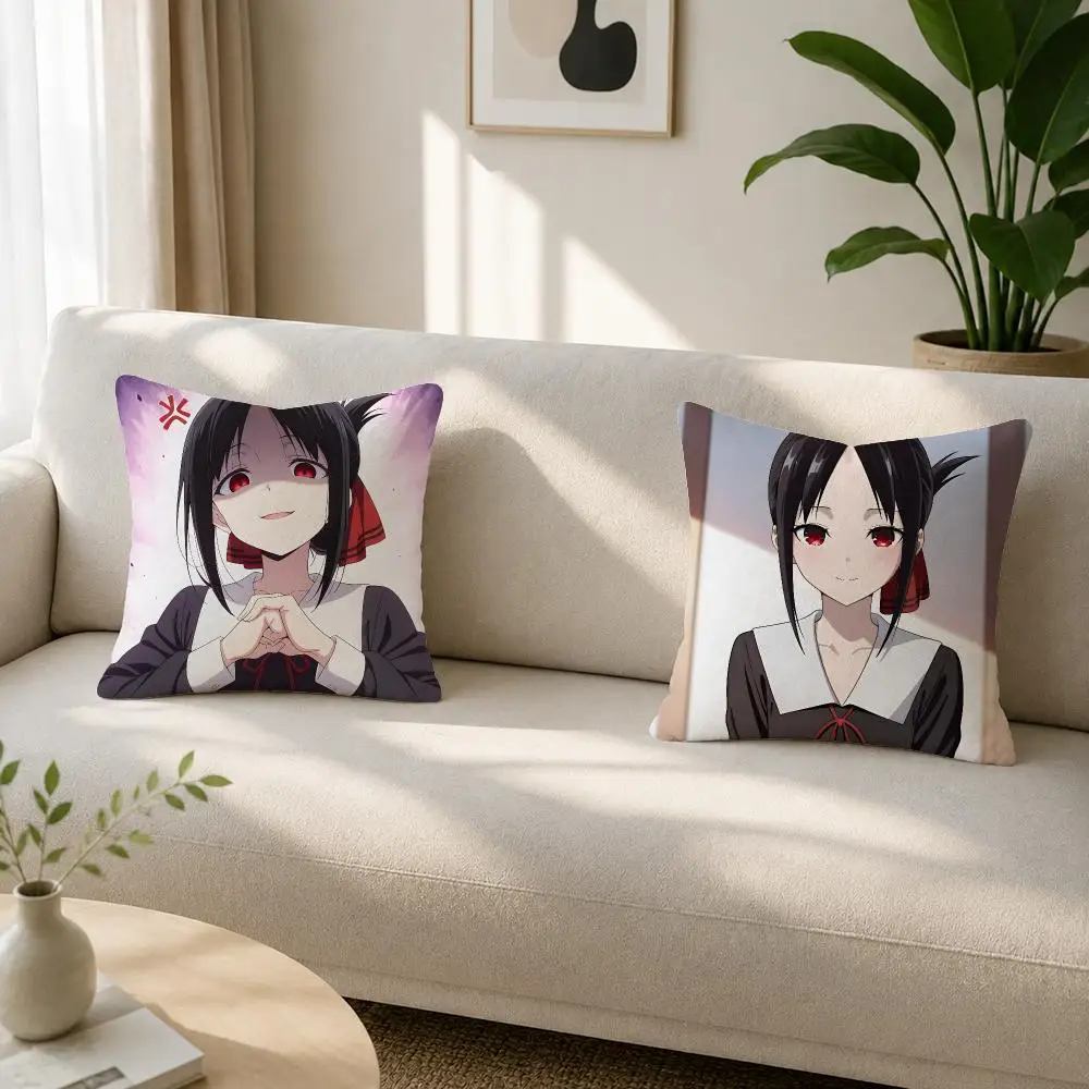 Anime Kaguya-sama: Love Is War Cushion Cover Soft Plush Cushion Covers Fluffy Throw Pillow Cases for Sofa Bedroom Home Decor