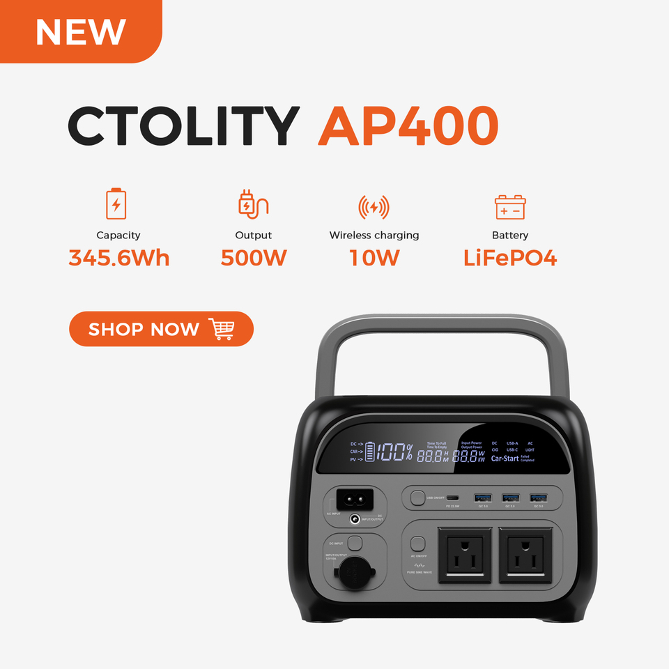  CTOLITY AP300 230.4Wh/345.6Wh/1000Wh 320000mAh Solar Generator Portable Mobile Power Station For Outdoor Camping Energy Storage 