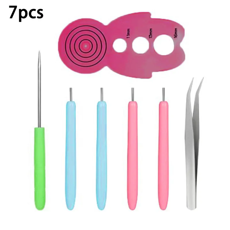 7/6/12Pcs Paper DIY Set Quilling Paper Tool Tweezer Needle Pins Slotted Pen Tool Kit Assorted Color Origami Scrapbooking Slotted