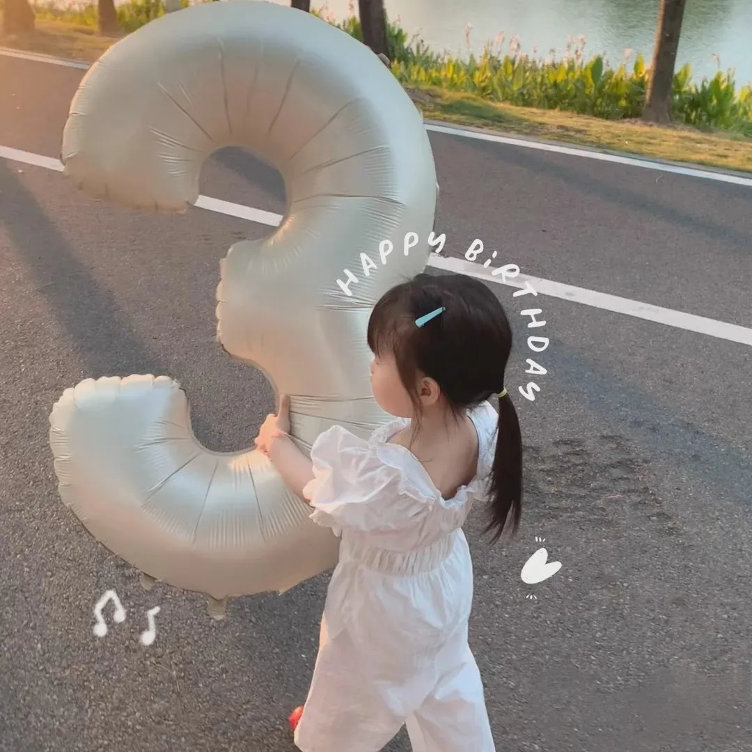 Large Digital Aluminum Film Balloon, INS Style, Cream Caramel Color, Birthday Party Photography Decoration, Boys and Girls, 40" - Image 4