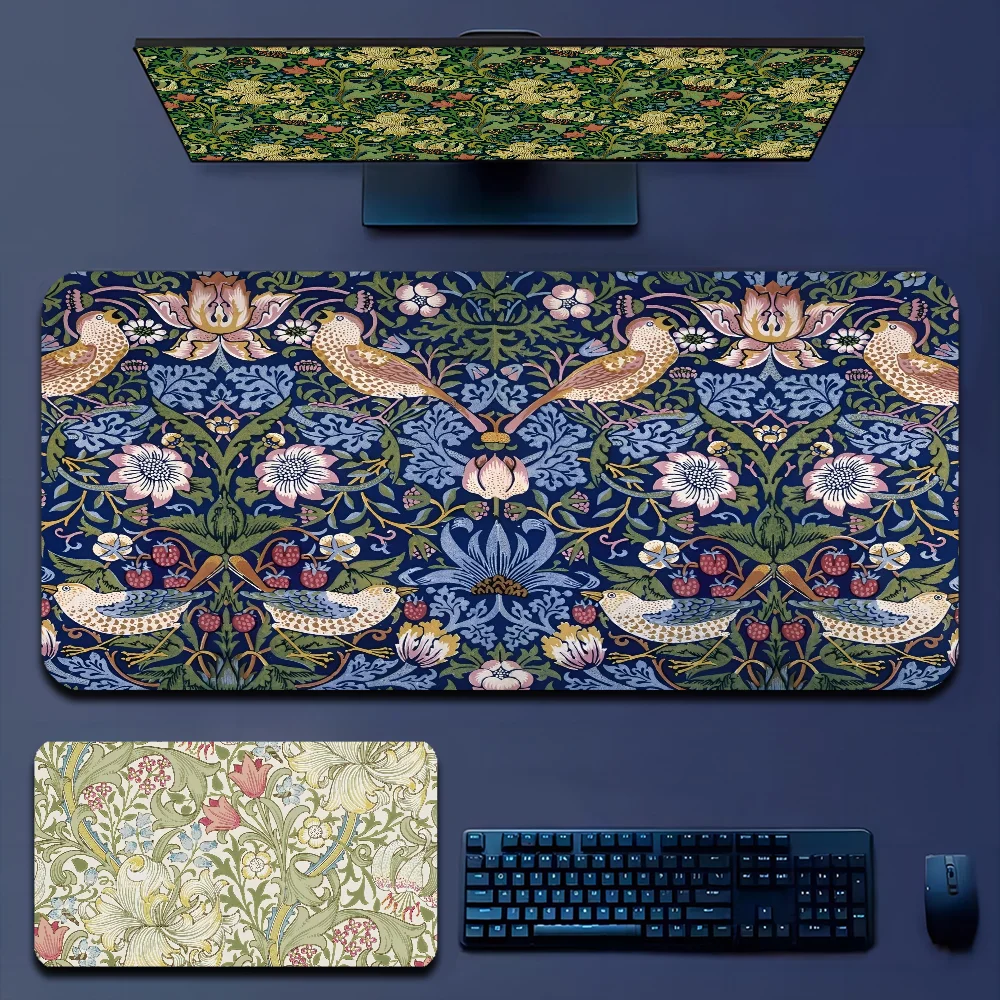 William Morris Strawberry 80x30cm XL Lockedge Office Student Gaming Thickened Large Non-slip Cushion Mouse Pad For PC Table