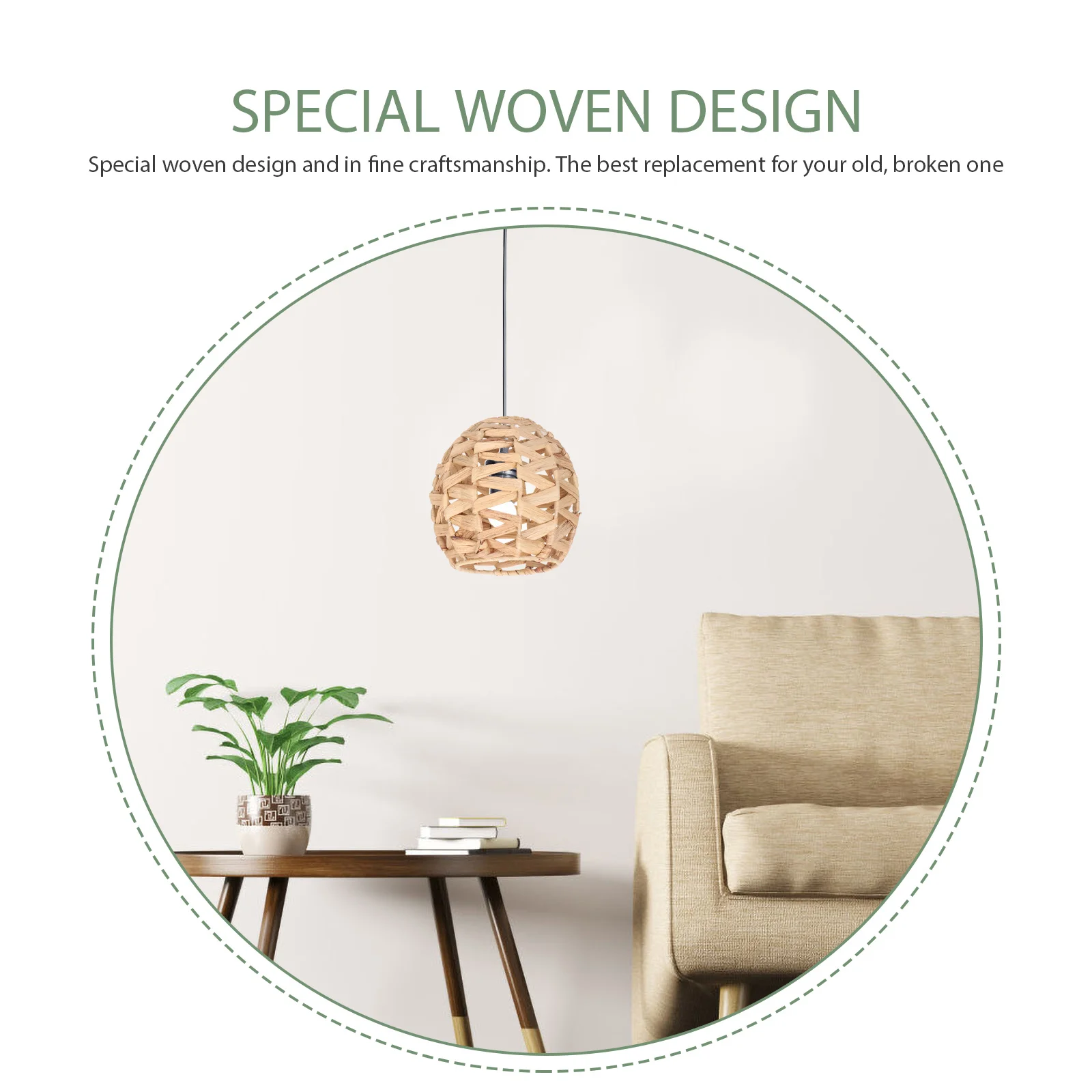 

Grass Woven Lampshade Rustic Style Hanging Lamp Cover for Home Bedroom Living Room Hotel Cafe Pendant Lamp Shade Decor