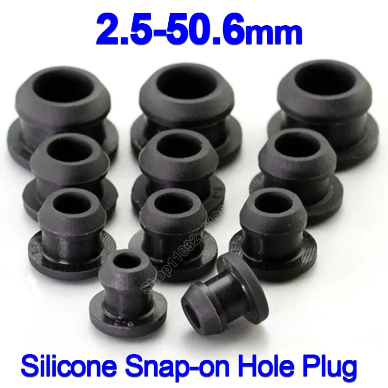Silicone Rubber Snap-on Hole Plugs 2.5 3 3.5-50.6mm Blanking End Caps Seal Stopper Pipe Tube Inserts Bung Black/Grey/Clear/White