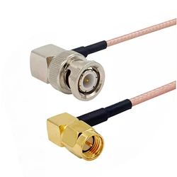 RP SMA Male Right Angle To BNC Plug RA 90 Degree Coax Cable RG316 15cm 6