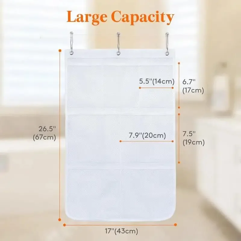 Bathroom Mesh Shower Storage Rack Hanging Toilet Storage Mesh Bag Mesh Bathroom Items Sorting Storage Hanging Bag
