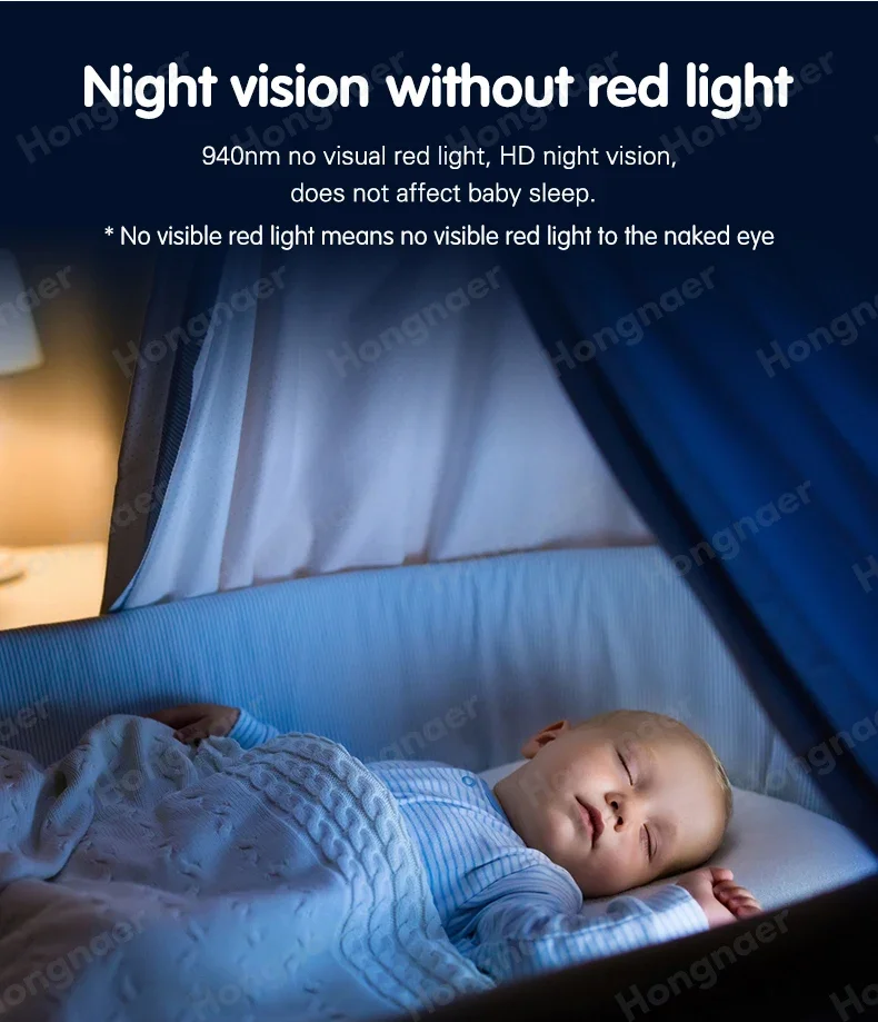 Hongnaer Smartlife Baby Sleep 1080P 5 Inch LCD Screen PTZ Camera Tuya 2.4G WiFi Wireless Audio Video Smart Baby