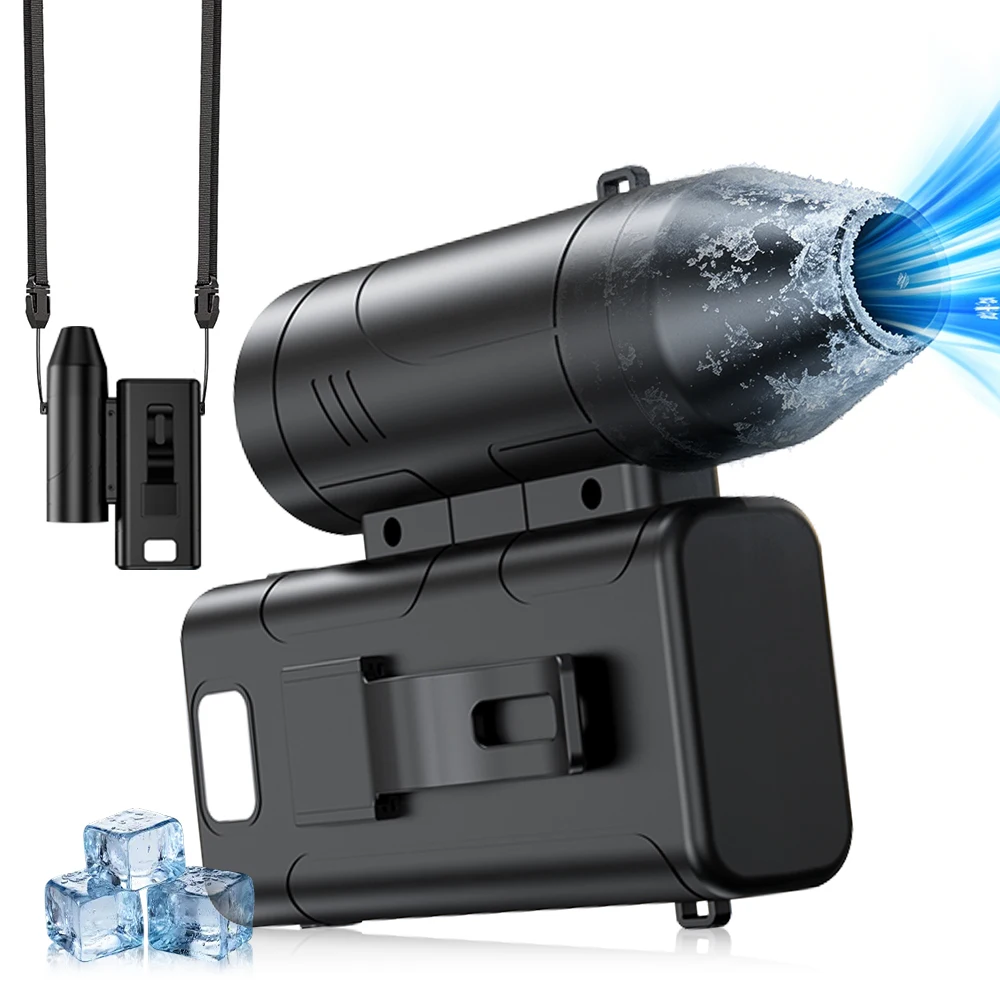 Tragbarer Taillenclip-Ventilator, tragbarer Mini-USB-wiederaufladbarer Hängeventilator für Arbeiten im Freien, 5 Geschwindigkeiten, Taillenventilator, 6000 mAh, mit Düse