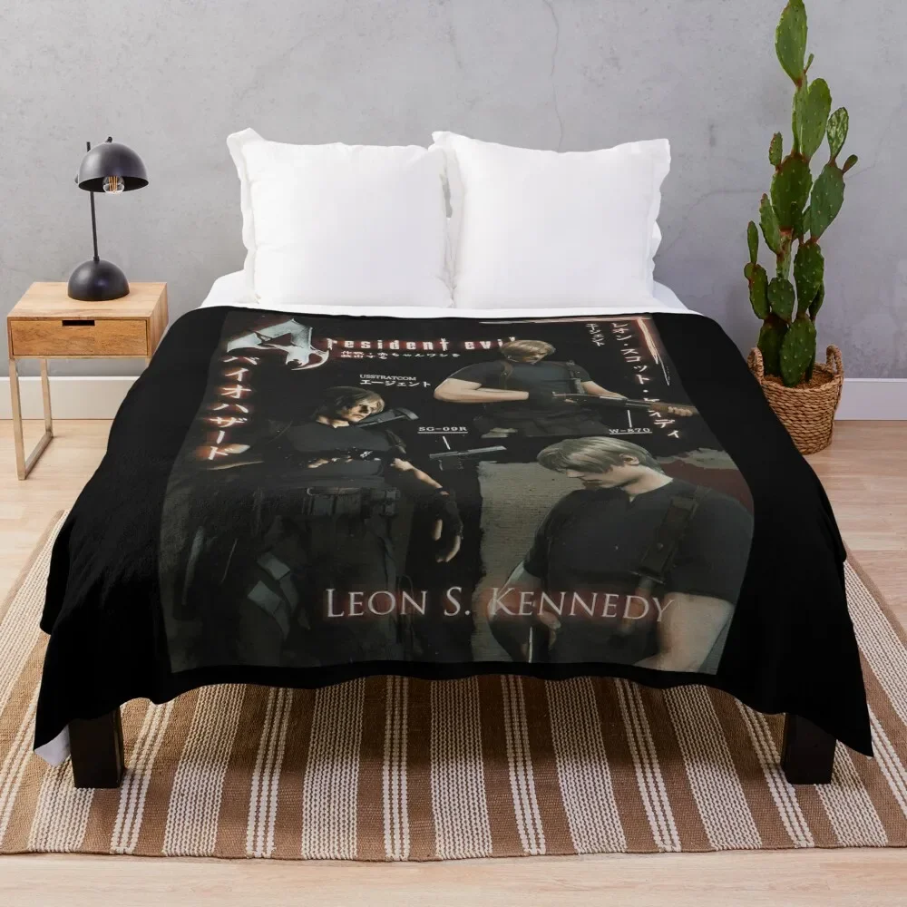 Resident Evil , Leon Kennedy Character Throw Blanket Bed Fashionable Multi-Purpose Blankets