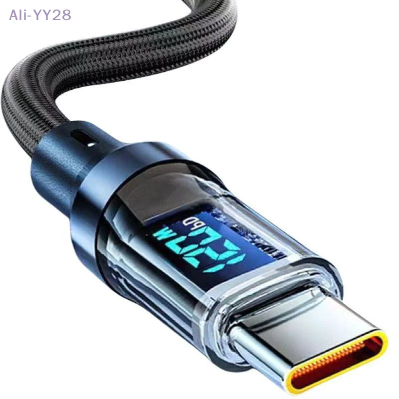 {MX} كابل شحن سريع للغاية بقدرة 120 وات من النوع C إلى النوع C مع شاشة LED وسلك بيانات USB إلى النوع C للهاتف المحمول