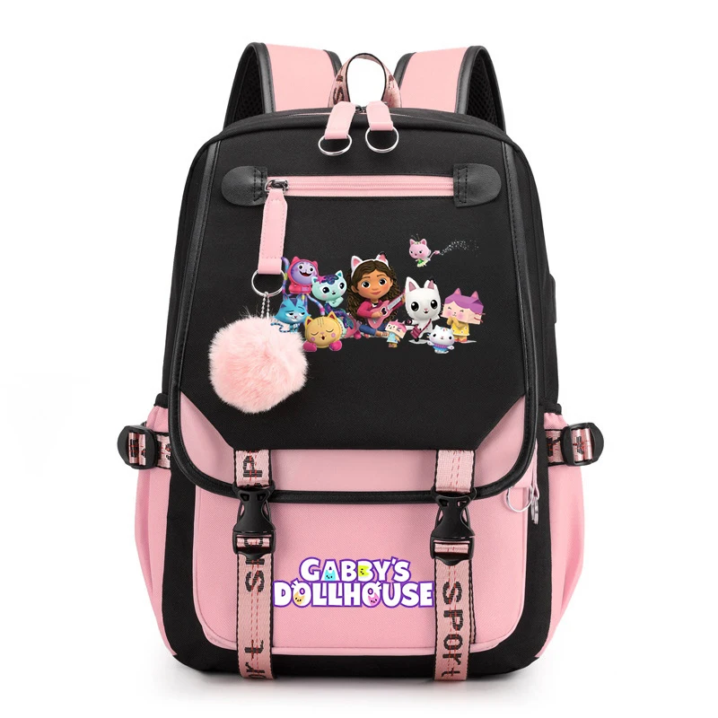 

Girls Bookbag Gabby's Dollhouse Backpacks Children Canvas School Bag Women Fashion Gabby Dollhouse Backpack for Teenager Student